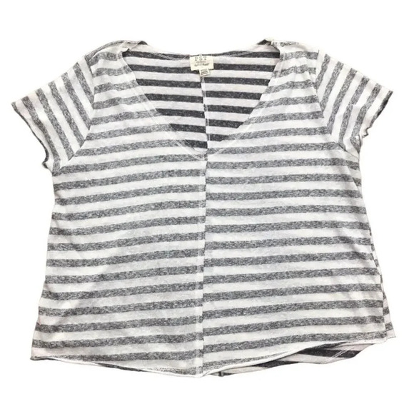 NEW PST by Project Social T Women's Size Large Gray Everyday Striped Tee Shirt - Picture 3 of 6